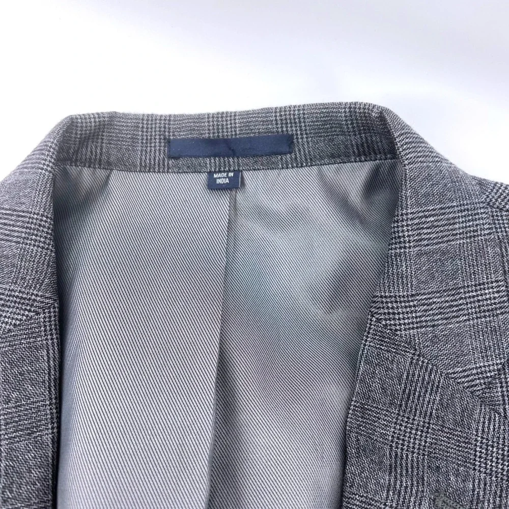 JOS‎ A BANK 1905 Mens 46XL 40W Slim Fit Plaid Wool Blazer Jacket Gray